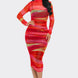 Glitch Print Mesh Ruched Midi Dress