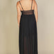 Plunge Neck Split Thigh Mesh Maxi Dress