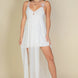 Plunge Neck Split Thigh Mesh Maxi Dress