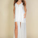 Plunge Neck Split Thigh Mesh Maxi Dress