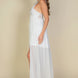 Plunge Neck Split Thigh Mesh Maxi Dress