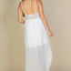 Plunge Neck Split Thigh Mesh Maxi Dress