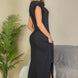 Hidden Pocket Batwing Sleeve V Neck Long Dress