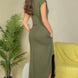 Hidden Pocket Batwing Sleeve V Neck Long Dress