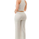 Crinkle Wide Pants Set Zipper