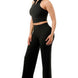 Crinkle Wide Pants Set Zipper