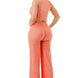 Crinkle Wide Pants Set Zipper