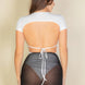 Ruched Ruffle Trim Mesh Mini Bodycon Skirt