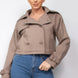 Notch Buckled Sleeve Crop Trench Coat