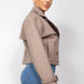 Notch Buckled Sleeve Crop Trench Coat