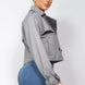 Notch Buckled Sleeve Crop Trench Coat