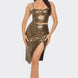 Pu Cheetah Print Top & Front Wrap Slit Skirt Set