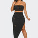 Front Eyelet Buckle Belt Top And Skirt Set