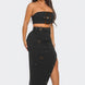 Front Eyelet Buckle Belt Top And Skirt Set