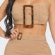 Front Eyelet Buckle Belt Top And Skirt Set