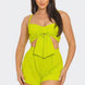 Front Oversized Bow Twisted Tie Top And Shorts Set
