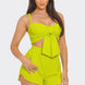 Front Oversized Bow Twisted Tie Top And Shorts Set