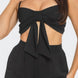 Front Oversized Bow Twisted Tie Top And Shorts Set
