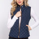 Suede Piping Quilted Padding Vest
