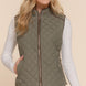 Suede Piping Quilted Padding Vest