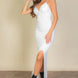Eyelash Lace Trim Split Thigh Cami Dress