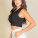 Solid Ribbed Polo Neck Tank Top