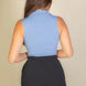 Solid Ribbed Polo Neck Tank Top