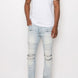 Men Creased Biker Denim Jeans