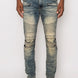 Men Creased Biker Denim Jeans