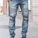 Men Creased Biker Denim Jeans