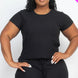 Plus Size Ribbed Short Sleeve Top&shorts Set