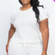 Plus Size Ribbed Short Sleeve Top&shorts Set