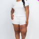 Plus Size Ribbed Short Sleeve Top&shorts Set