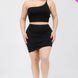 Plus Size One Shoulder Ruched Crop Top & Mini Skirt Set