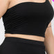 Plus Size One Shoulder Ruched Crop Top & Mini Skirt Set