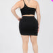 Plus Size One Shoulder Ruched Crop Top & Mini Skirt Set