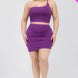 Plus Size One Shoulder Ruched Crop Top & Mini Skirt Set