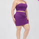 Plus Size One Shoulder Ruched Crop Top & Mini Skirt Set