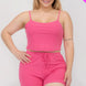 Plus Size Solid Ribbed Cami Top And Shorts Set