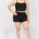 Plus Size Solid Ribbed Cami Top And Shorts Set