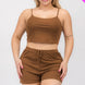 Plus Size Solid Ribbed Cami Top And Shorts Set
