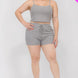 Plus Size Solid Ribbed Cami Top And Shorts Set