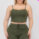 Plus Size Solid Ribbed Cami Top And Shorts Set