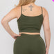 Plus Size Solid Ribbed Cami Top And Shorts Set