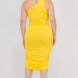 Plus Size Sexy Solid Color Ruched One Shoulder Midi Bodycon Dress