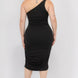 Plus Size Sexy Solid Color Ruched One Shoulder Midi Bodycon Dress