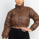 Snap Button Padded Crop Jacket