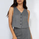 Herringbone V-neck Buttoned Vest Top