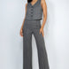 Herringbone V-neck Buttoned Vest Top