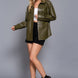 Long Slv Faux Leather Shacket